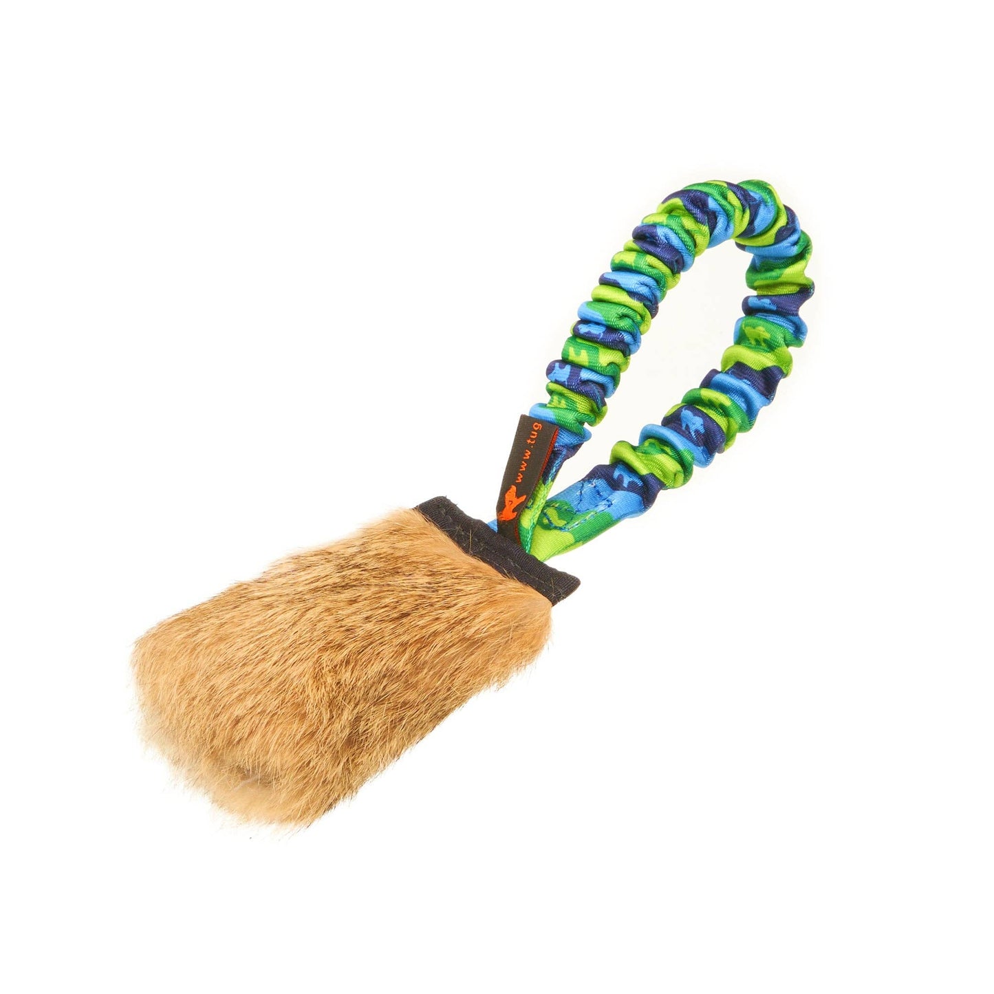 Rabbit Skin Pocket Bungee Squeaker: Green Pattern