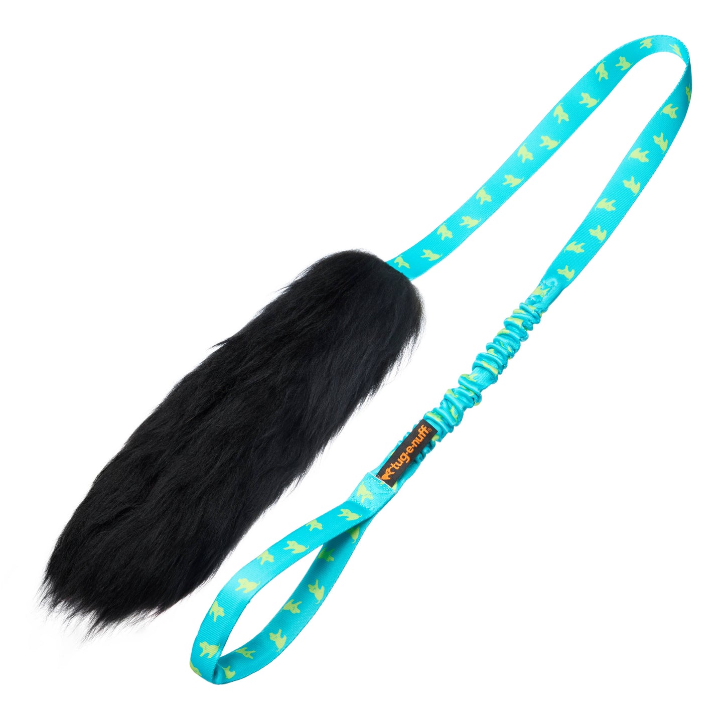 Sheepskin Bungee Chaser | Interactive Dog Toys | Tug-E-Nuff: Teal Pattern Handle