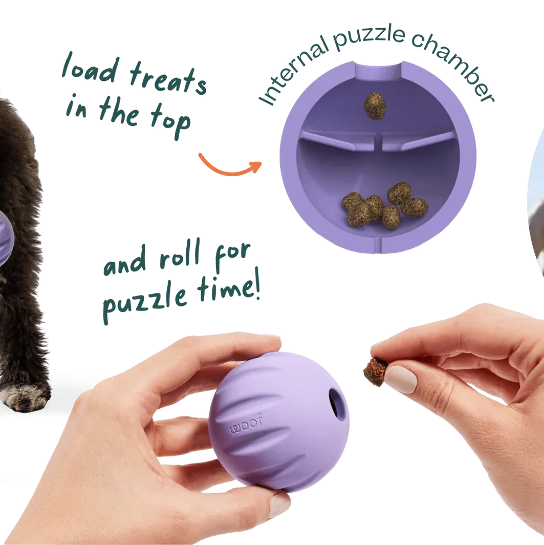 Woof Flyball 2-in-1 Dog Ball & Puzzle Toy – 3 Pack