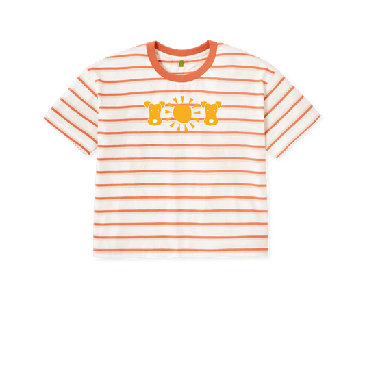 Coral Stripes Printed T-shirt Front