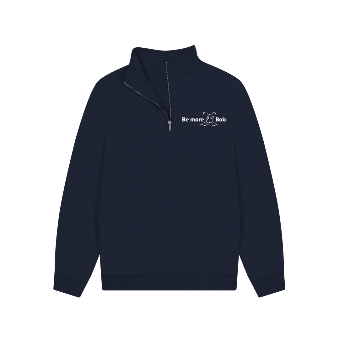 Navy Be More Bob zip sweatshirt
