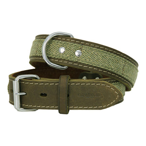 Earthbound Tweed Leather Collar - Green