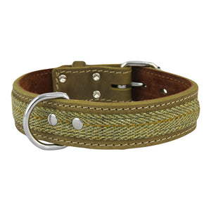 Earthbound Tweed Leather Collar - Green