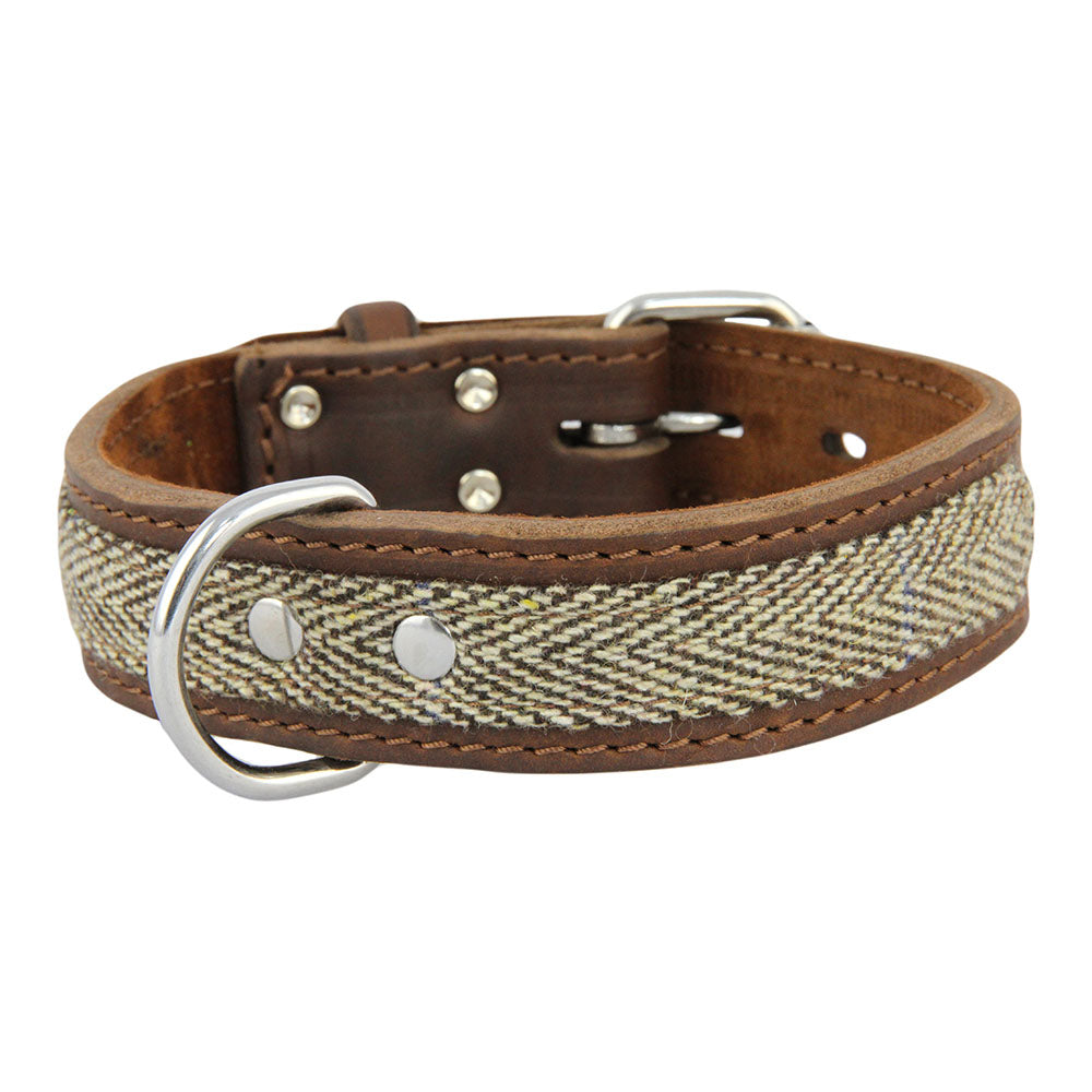 Earthbound Tweed Leather Collar - Beige