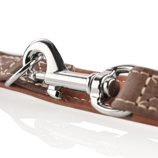 Hunter 'Porto' Leather Leash - Dark Brown/Cognac