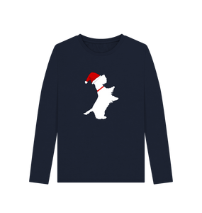 Navy Blue Christmas cutie! Long Sleeve tshirt