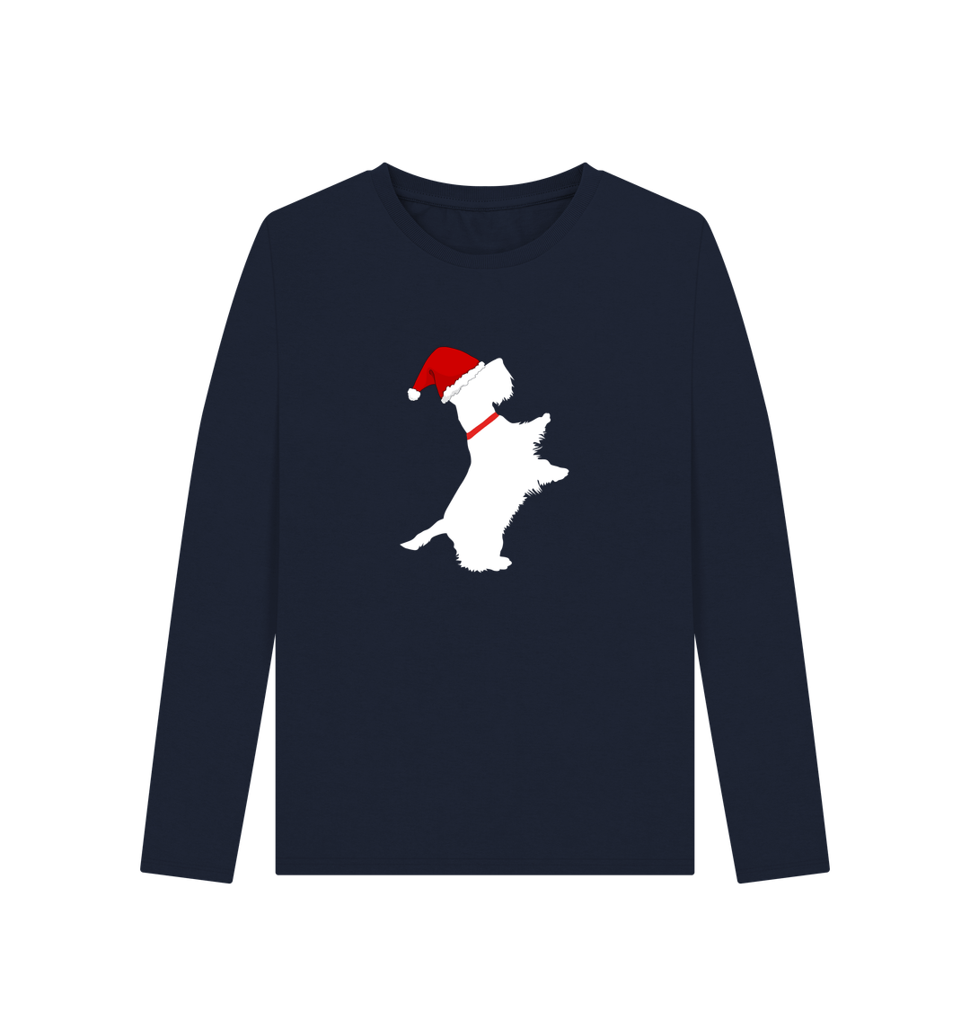 Navy Blue Printed Long Sleeve T Shirt Front