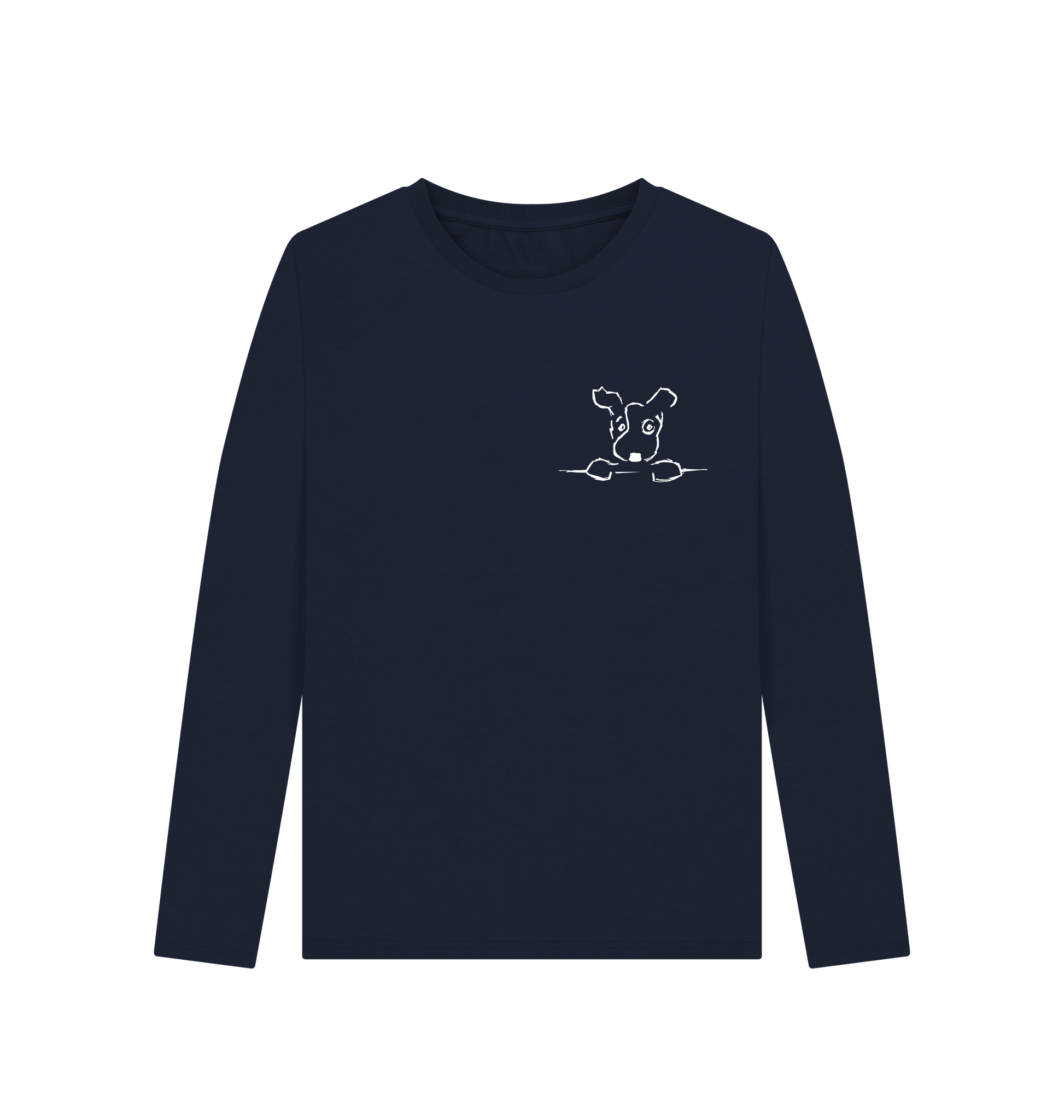 Navy Blue Printed Long Sleeve T Shirt Front