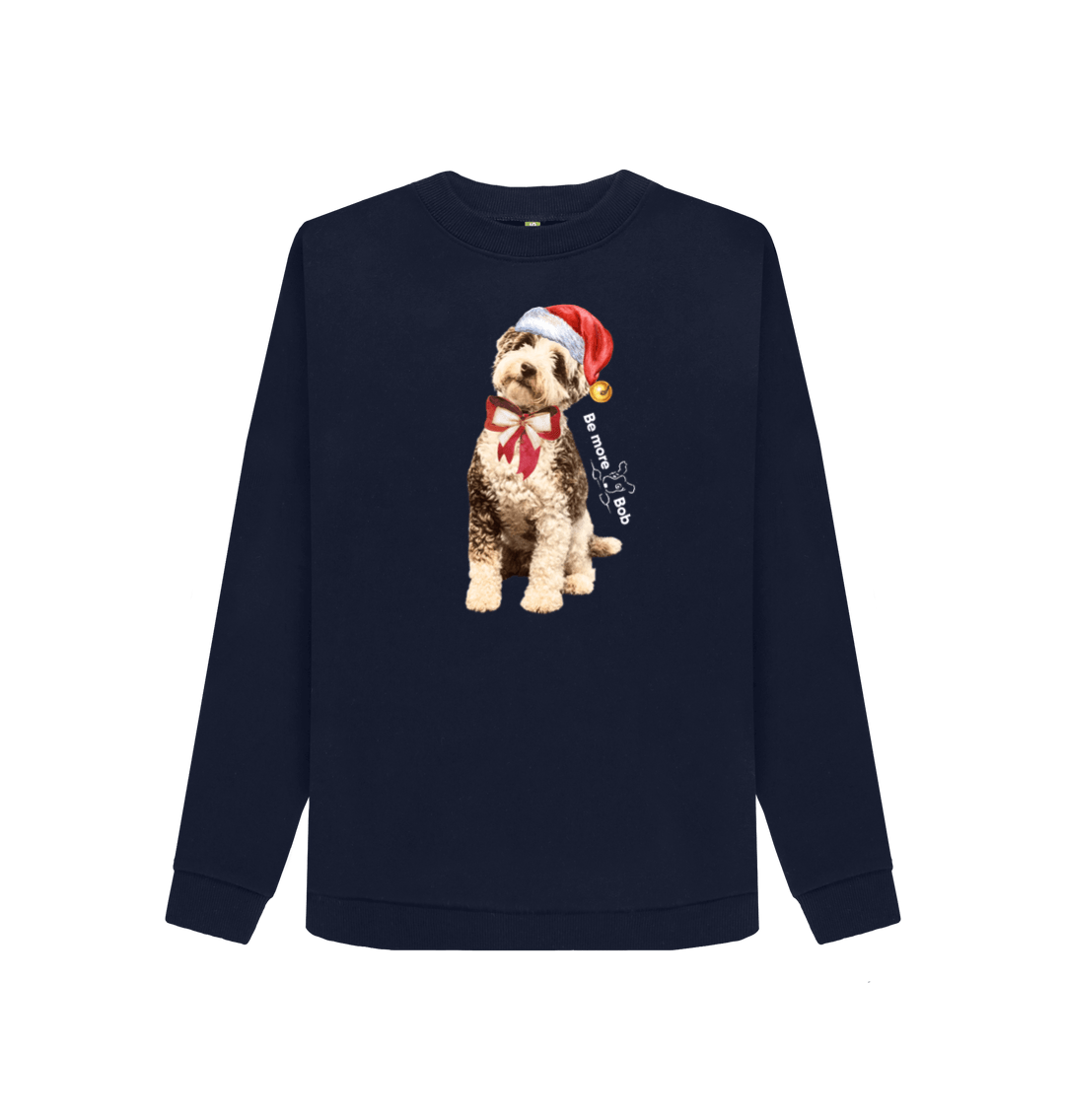 Navy Blue Printed Sweater Front