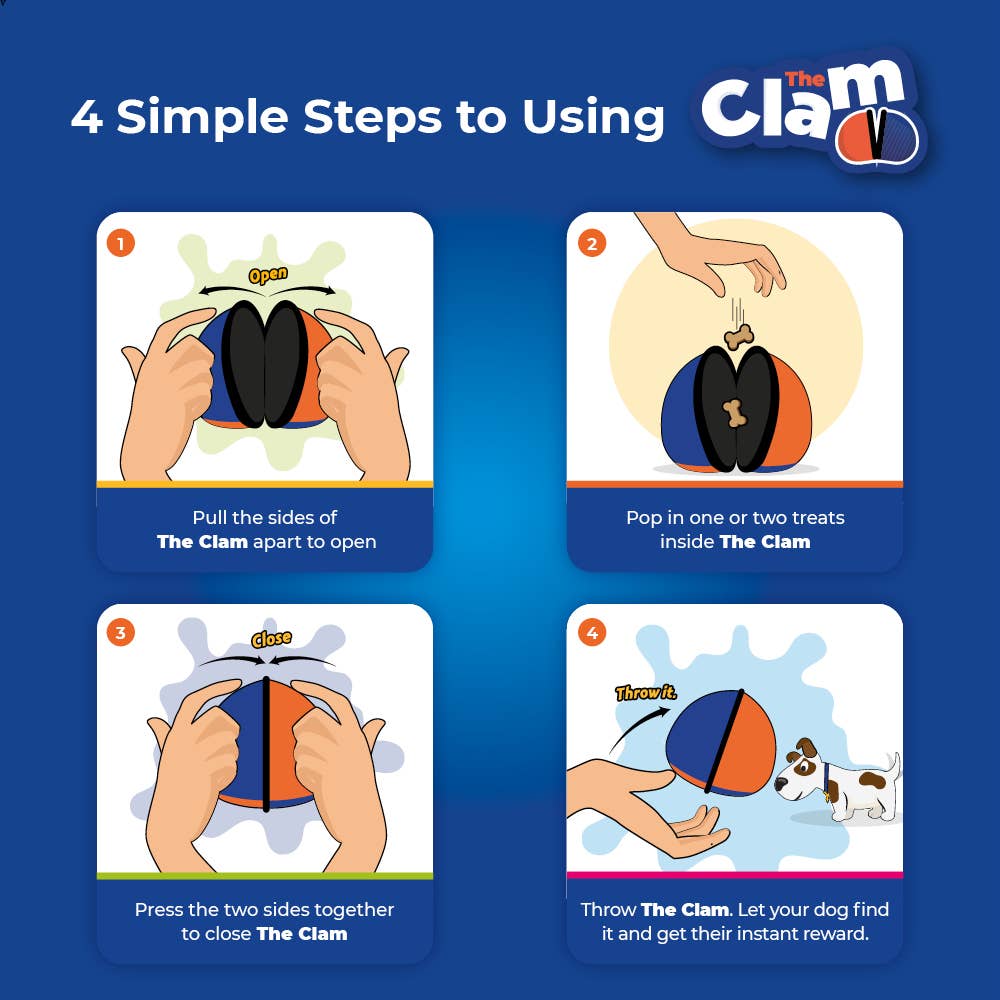 The Clam - Treat dispensing training toy: Orange & Blue