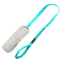 Load image into Gallery viewer, Faux Fur Squeaky Chaser Bungee Edition | Tug-E-Nuff: Teal Pattern Handle