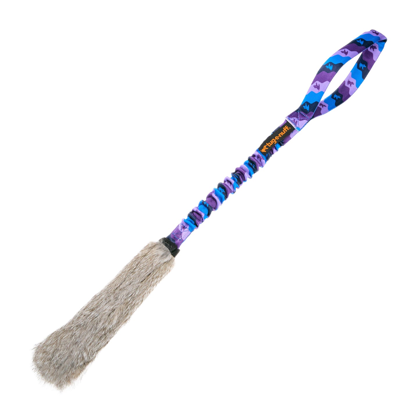 WondaBunny Bungee Tug | Rabbit Fur Dog Toy  | Tug-E-Nuff: Orange Pattern
