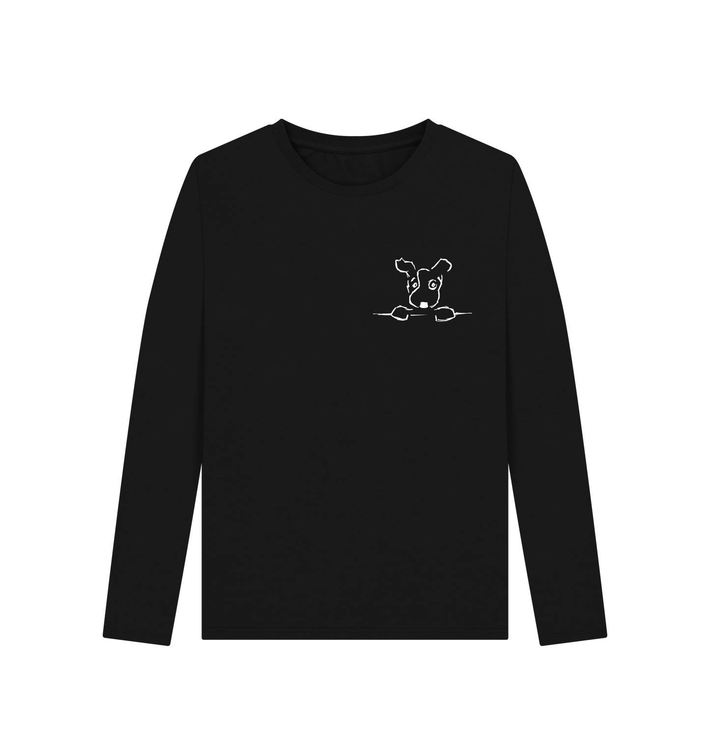 Black Printed Long Sleeve T Shirt Front