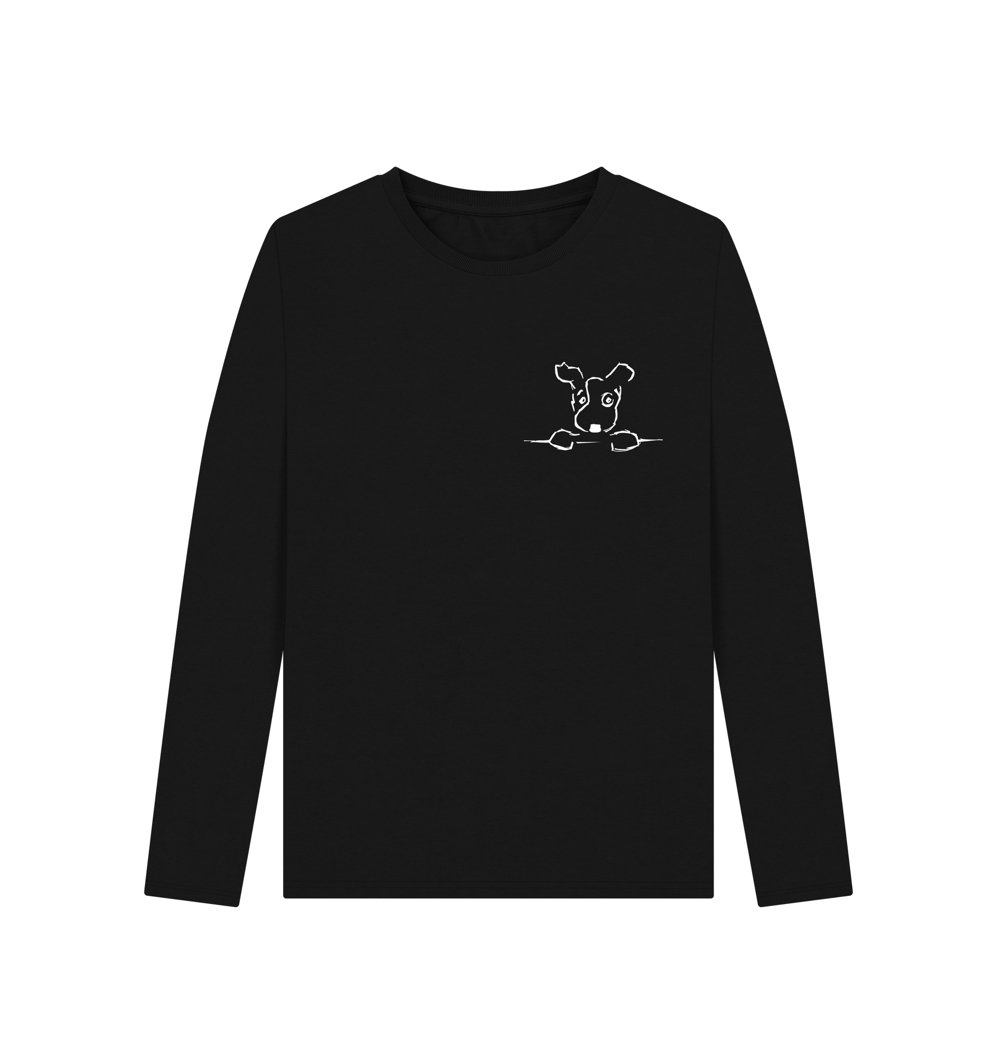 Black Printed Long Sleeve T Shirt Front