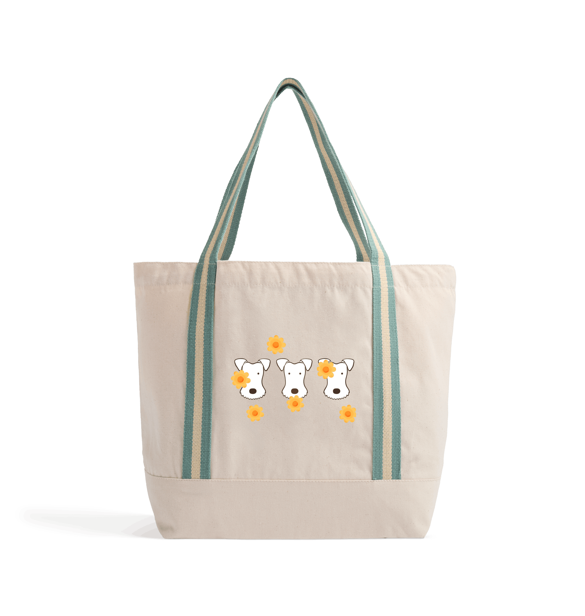 Natural/Sage Green Heat Transfer Bag Front