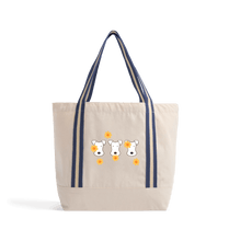 Load image into Gallery viewer, Natural/French Navy Heat Transfer Bag Front