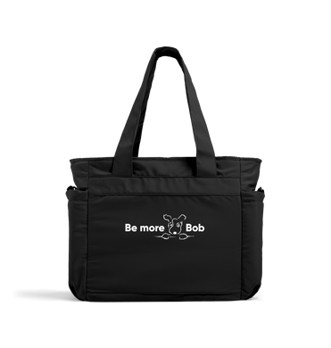 Black Be More Bob every day tote bag