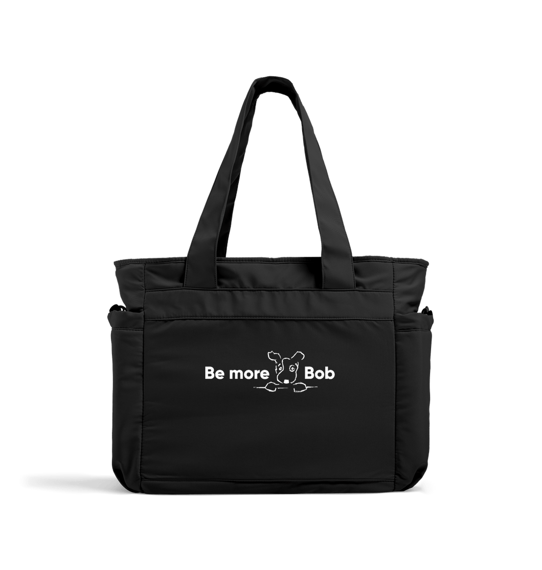 Black Be More Bob every day tote bag