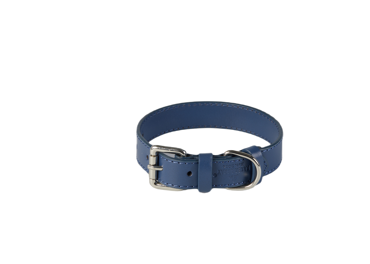 Eco Friendly Leather Dog Collar, Navy