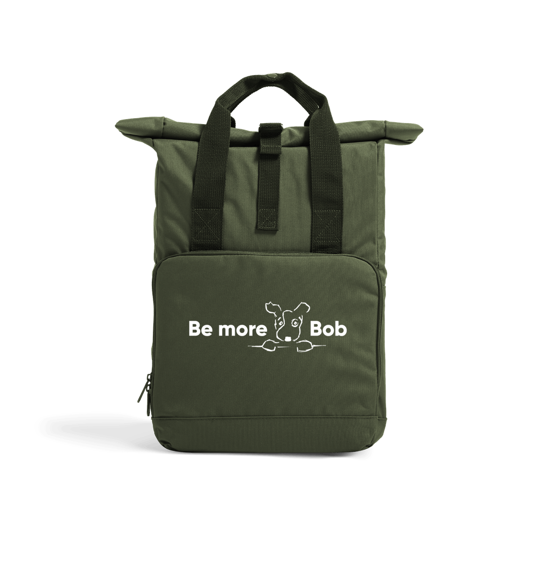 Olive Green Be More Bob roll top backpack