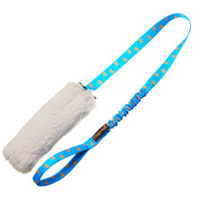 Load image into Gallery viewer, Faux Fur Squeaky Chaser Bungee Edition | Tug-E-Nuff: Teal Pattern Handle