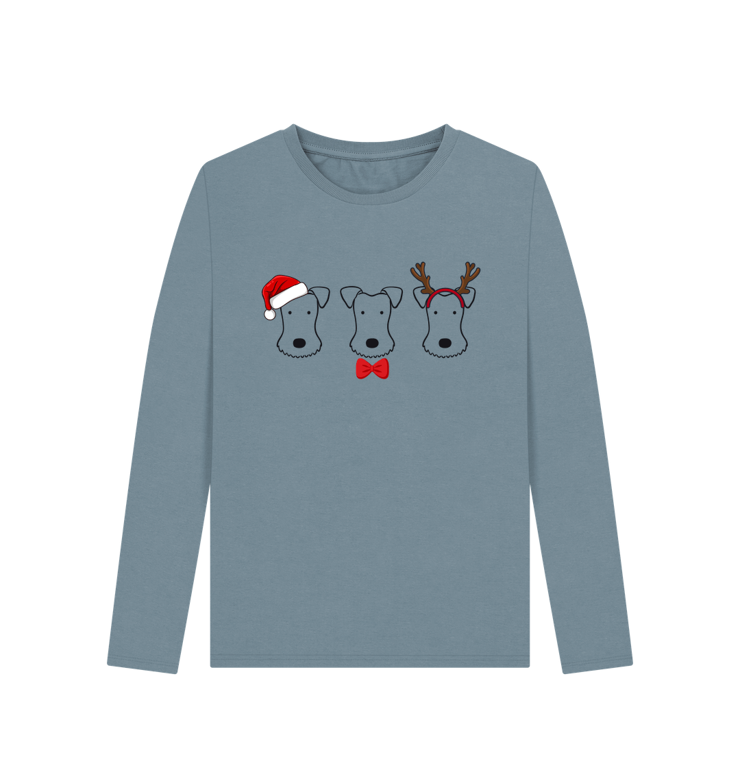 Stone Blue Foxy Christmas! Long Sleeve Tshirt