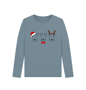 Stone Blue Foxy Christmas! Long Sleeve Tshirt