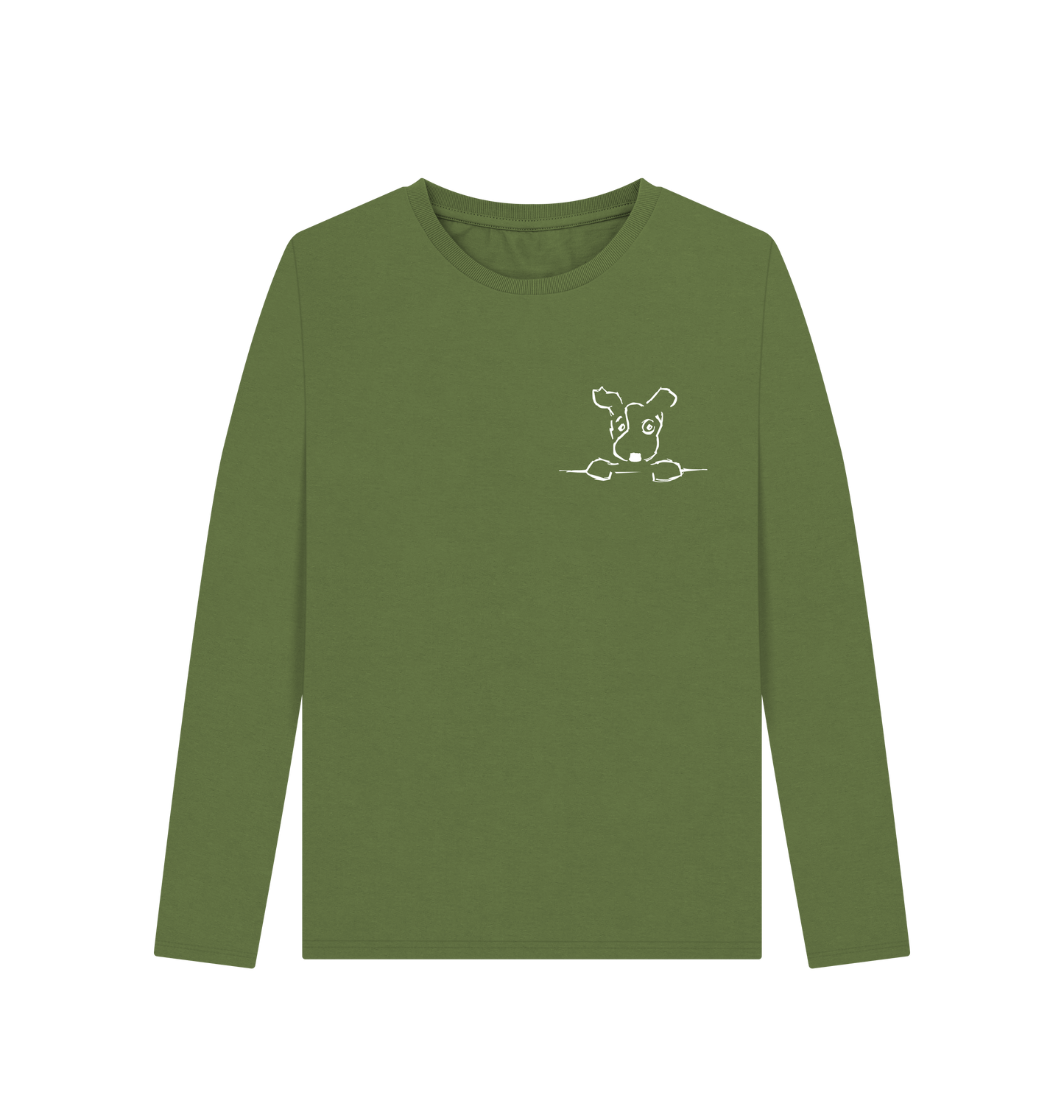 Khaki Printed Long Sleeve T Shirt Front
