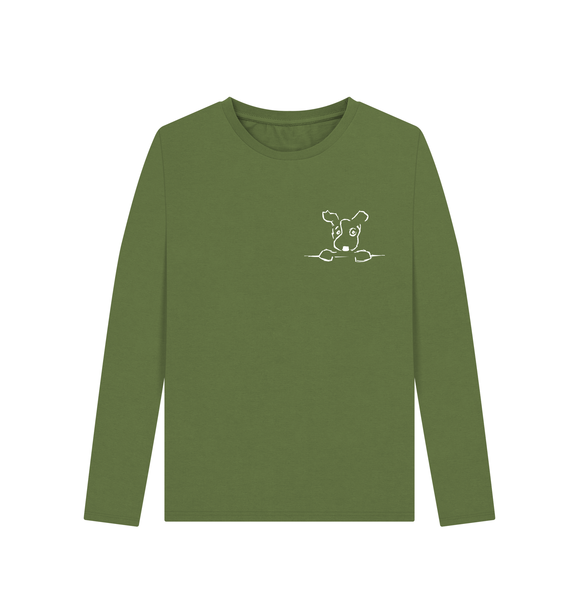 Khaki Printed Long Sleeve T Shirt Front