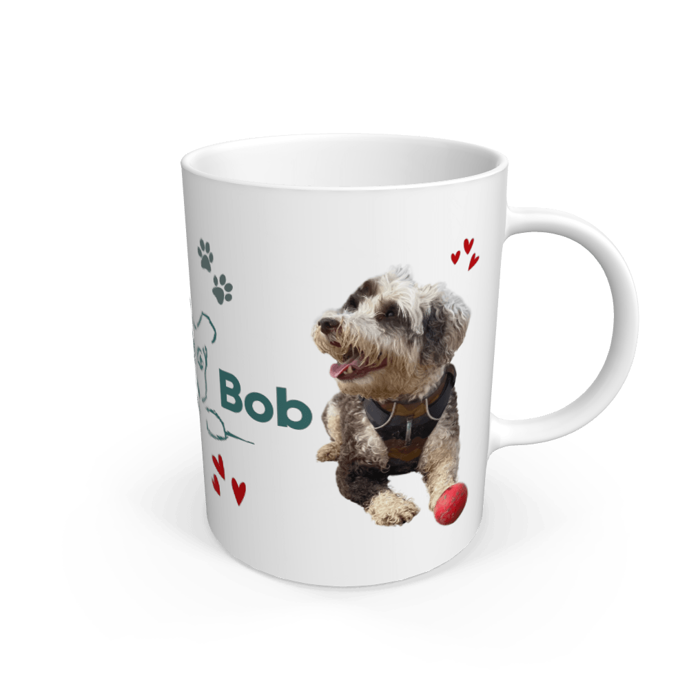 White Mug - Be More Bob - hearts and paws