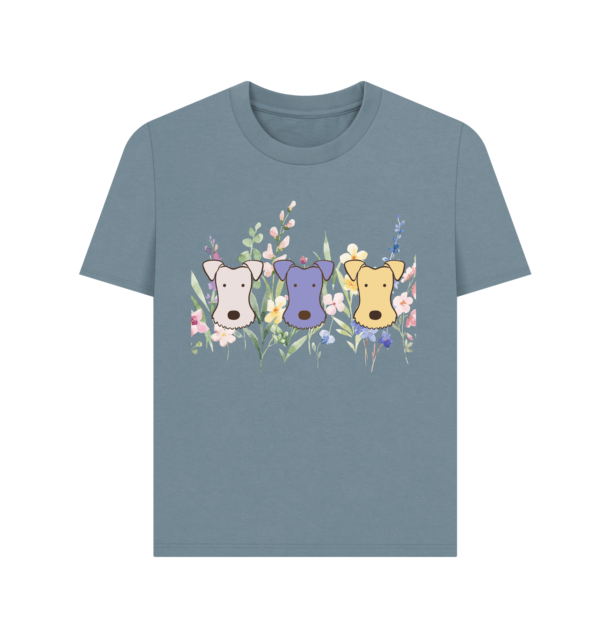 Stone Blue Printed T-shirt Front
