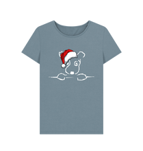 Load image into Gallery viewer, Stone Blue Be More Bob this Xmas Ladies T-shirt!