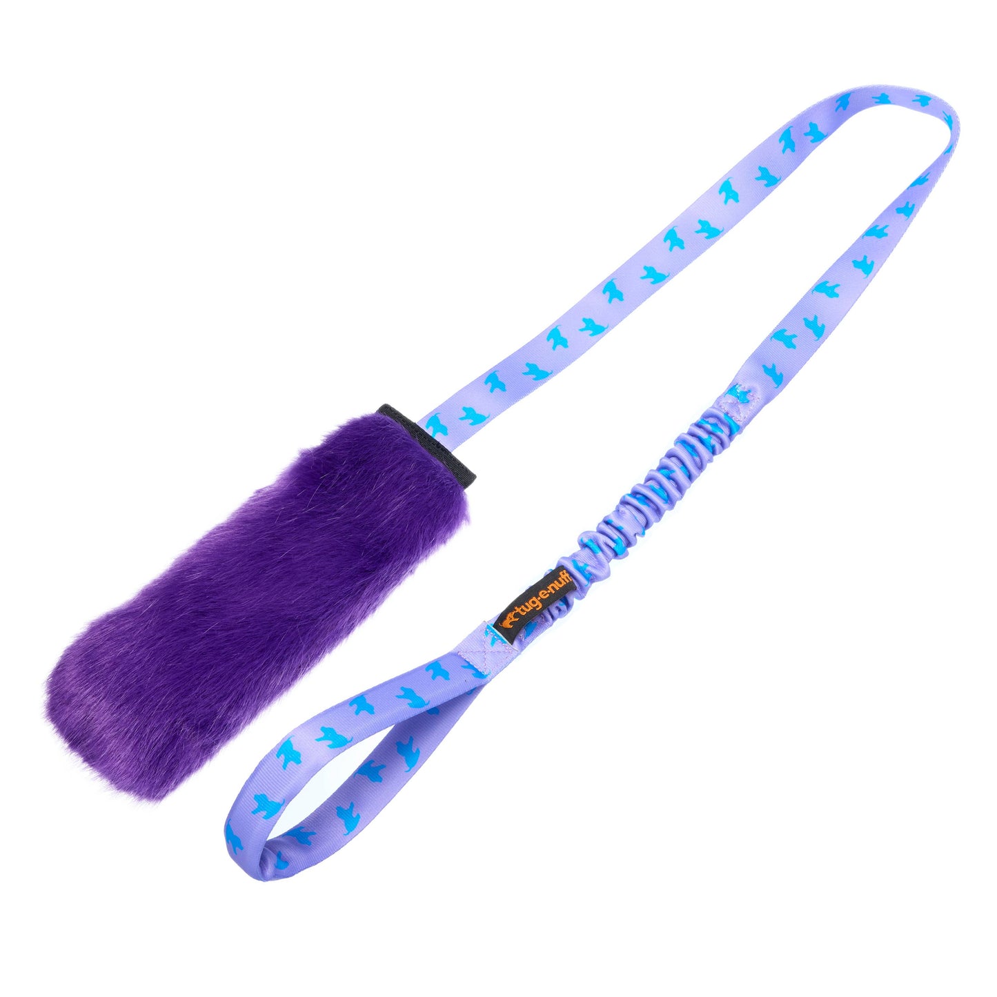 Faux Fur Squeaky Chaser Bungee Edition | Tug-E-Nuff: Lilac Handle
