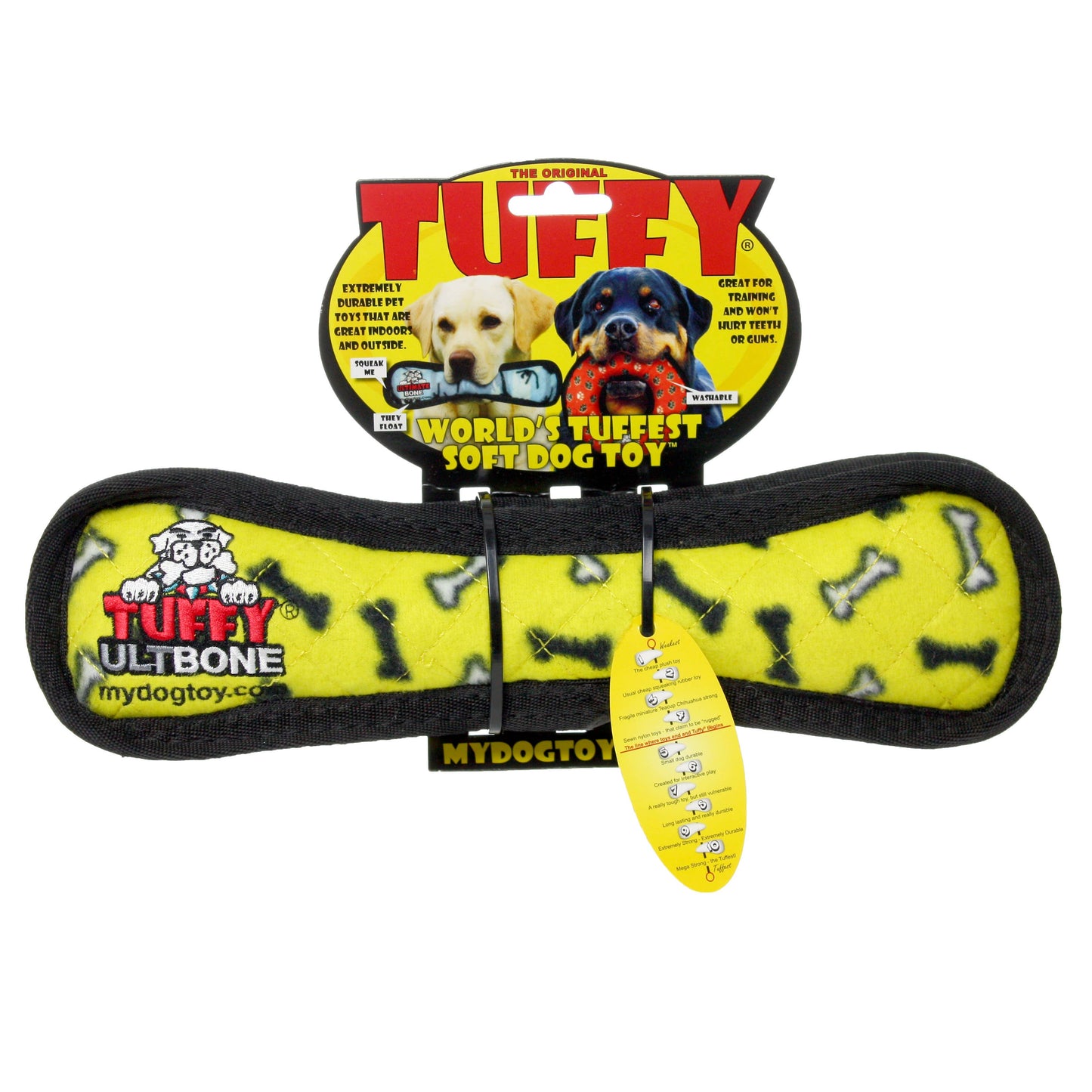 Ultimate Bone - Yellow Bone, Durable, Squeaky Dog Toy | Tuffy