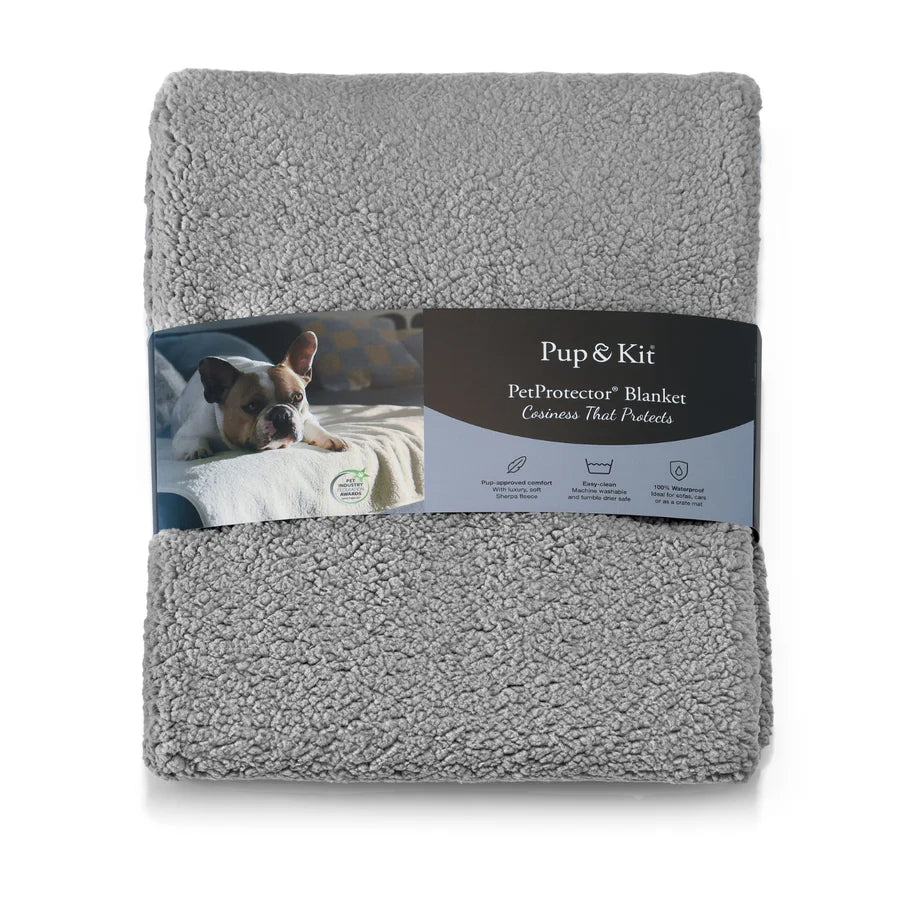 Pup & Kit Pet Protector Waterproof Pet Blanket - cosy sherpa fleece - Grey