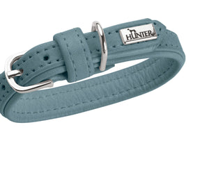 Hunter Soho Small Dog Leather Collar - light blue