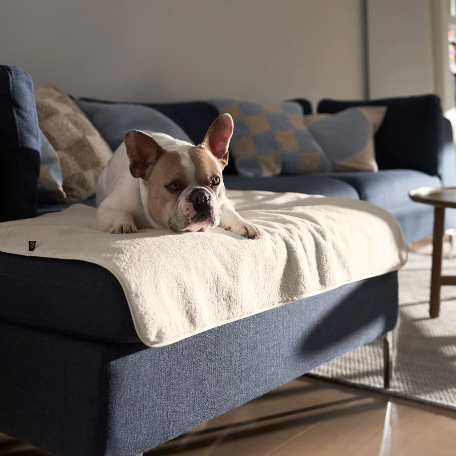 Pup & Kit Pet Protector Waterproof Pet Blanket - cosy sherpa fleece - natural