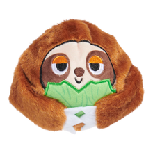 Load image into Gallery viewer, Plush toy sloth holding a leaf on a white background