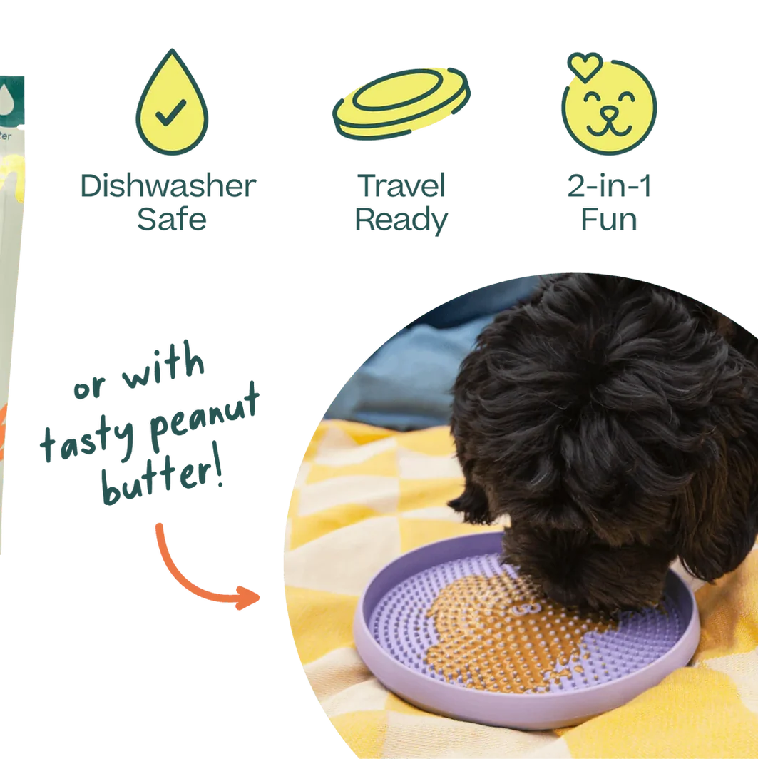 Woof Fly 'N' Feed Lavender Dog Frisbee & Lick Mat