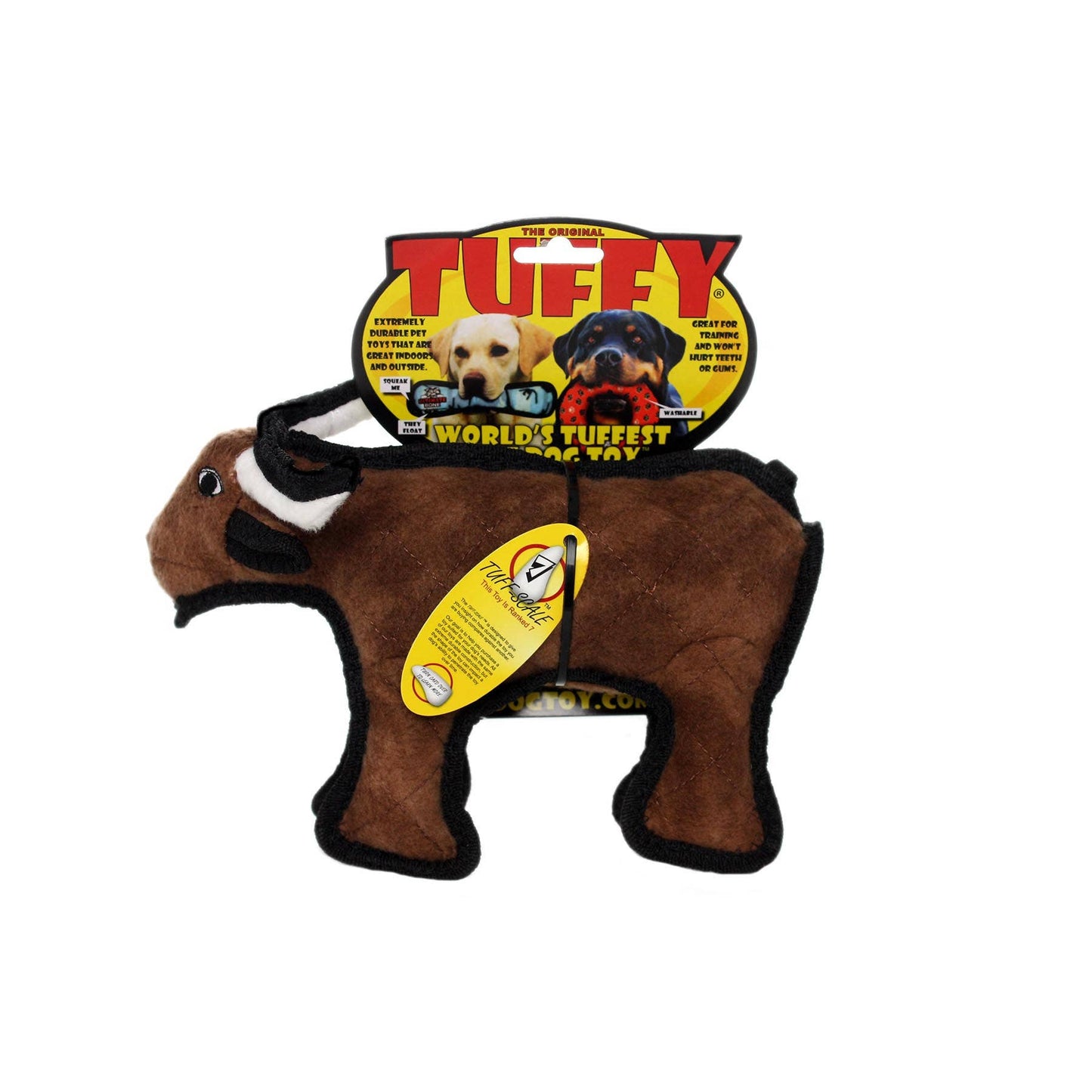 Tuffy Jr Barnyard Bull, Durable, Tough, Squeaky Dog Toy