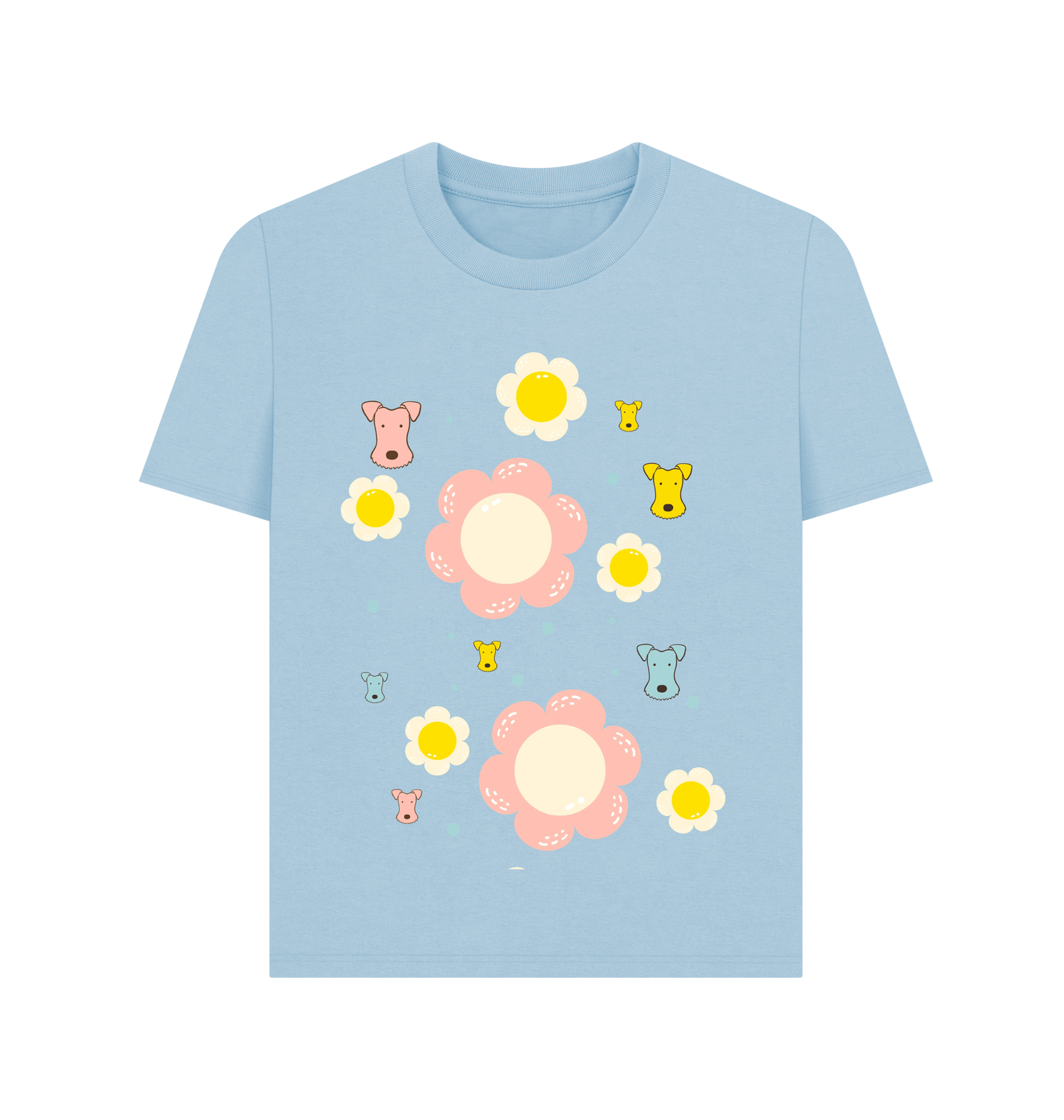 Milky Blue Printed T-shirt Front