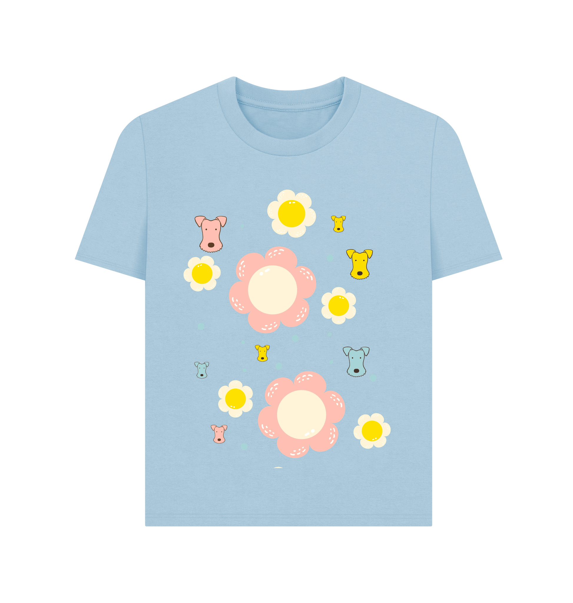 Milky Blue Printed T-shirt Front
