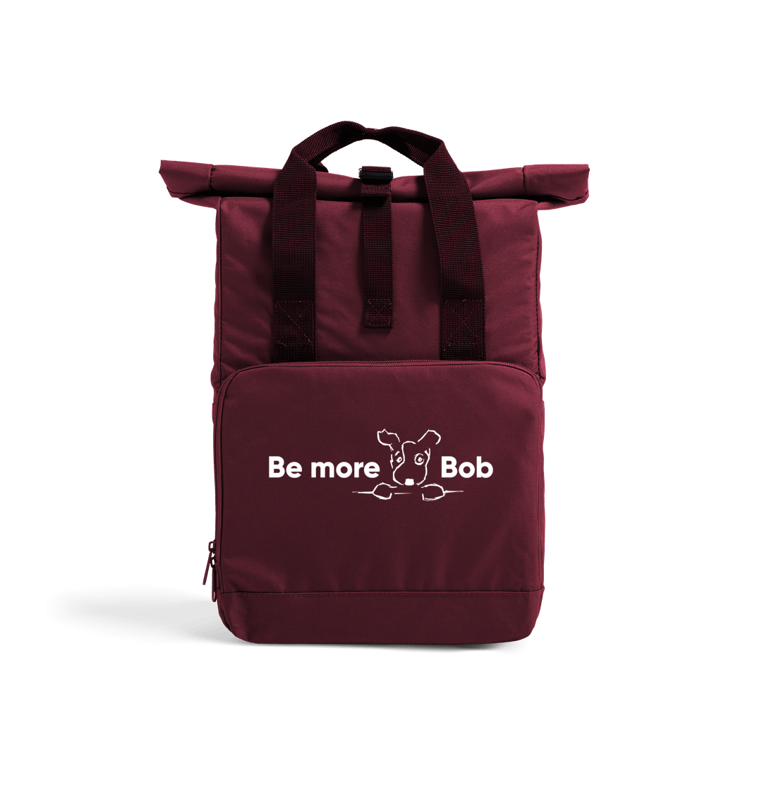 Burgundy Be More Bob roll top backpack