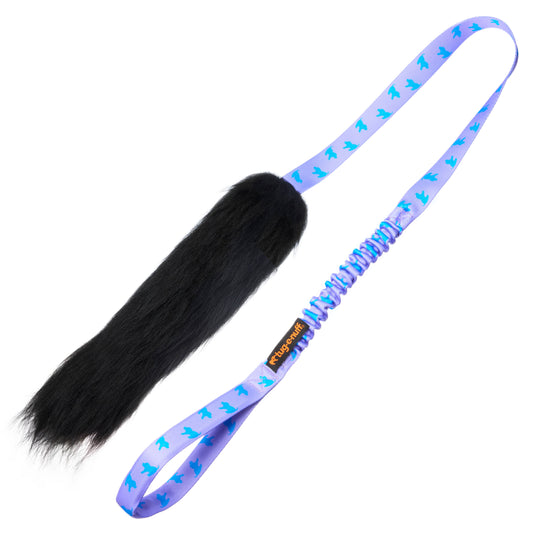 Sheepskin Bungee Chaser | Interactive Dog Toys | Tug-E-Nuff: Lilac Pattern Handle
