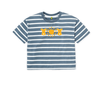 Load image into Gallery viewer, Blue Stripes Printed T-shirt Front