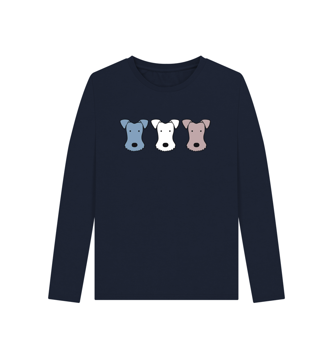 Navy Blue Printed Long Sleeve T Shirt Front