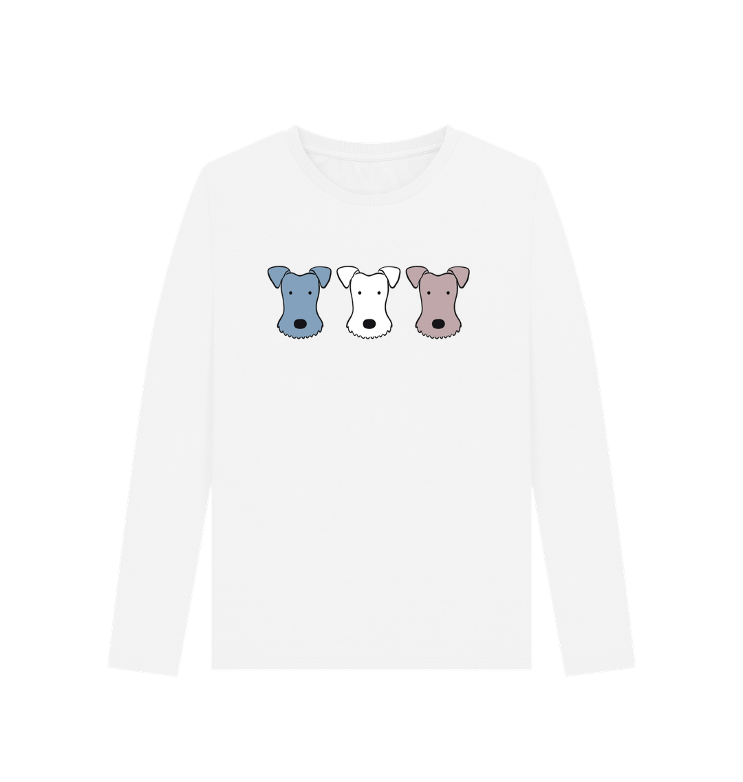 White Printed Long Sleeve T Shirt Front