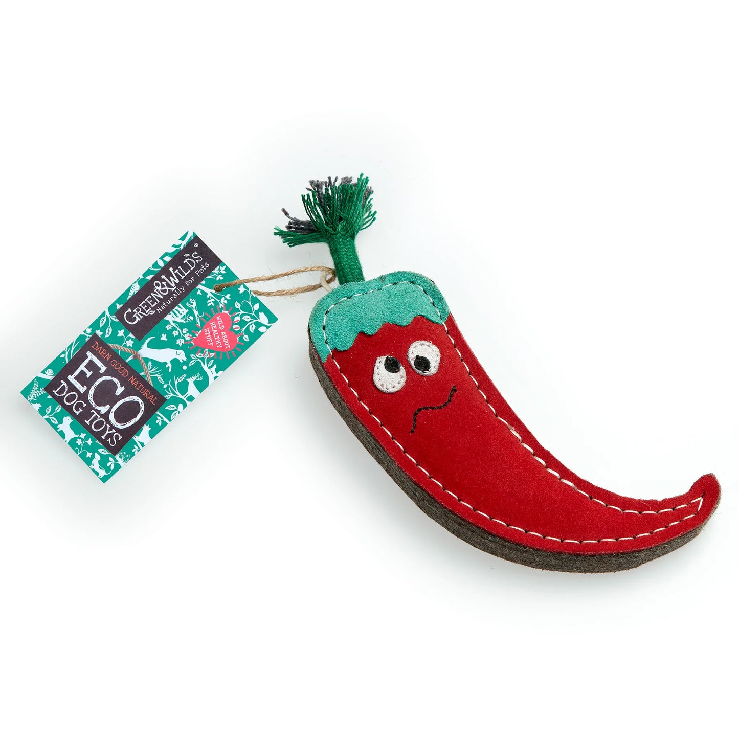 Chad the Red Hot Chilli Pepper - eco dog toy, Green & Wilds