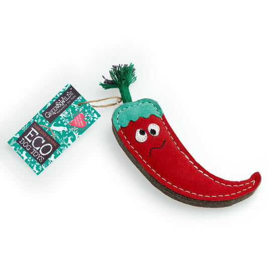 Chad the Red Hot Chilli Pepper - eco dog toy, Green & Wilds