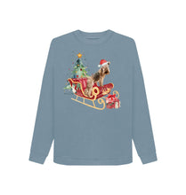 Load image into Gallery viewer, Stone Blue Bertie&#39;s Christmas Sledge - Ladies Sweatshirt
